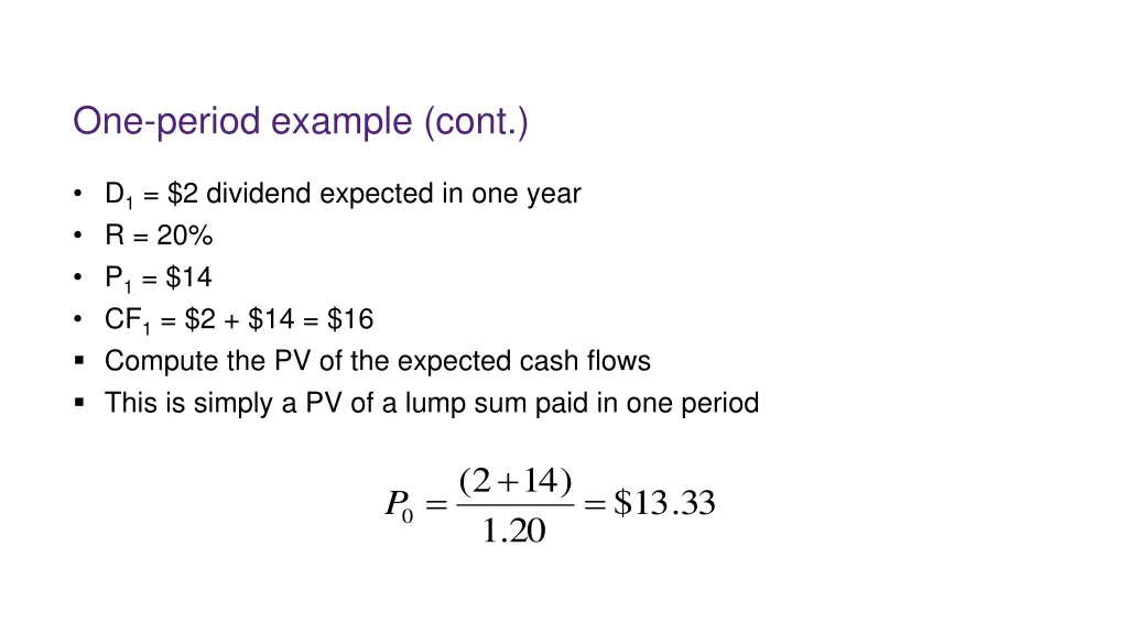 one period example cont