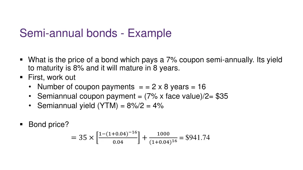 semi annual bonds example