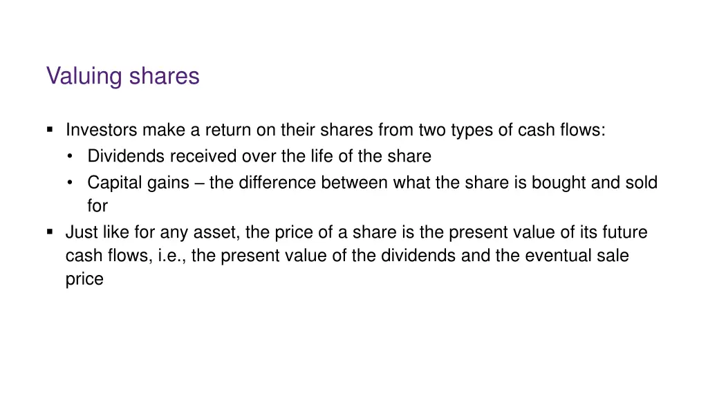 valuing shares