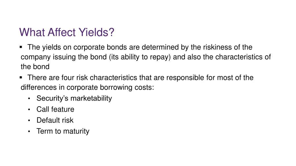 what affect yields