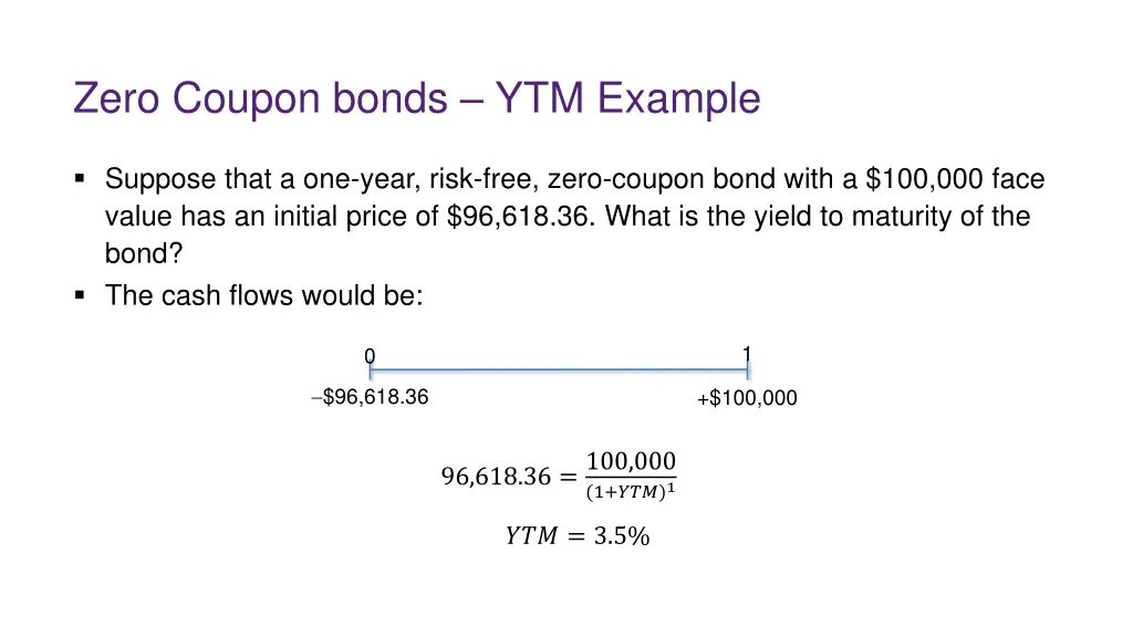 zero coupon bonds ytm example