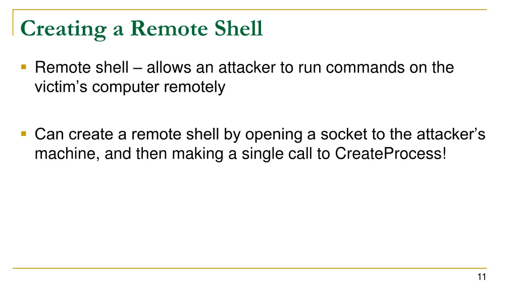 creating a remote shell