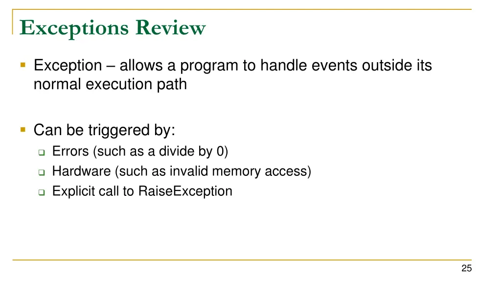 exceptions review