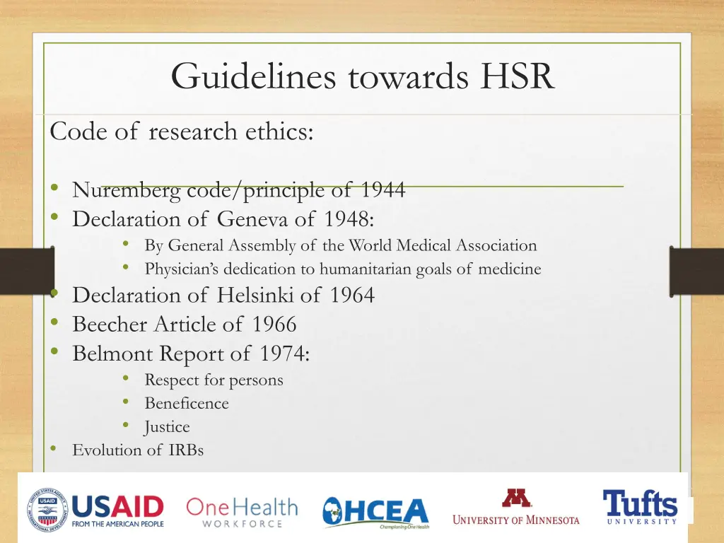 guidelines towards hsr