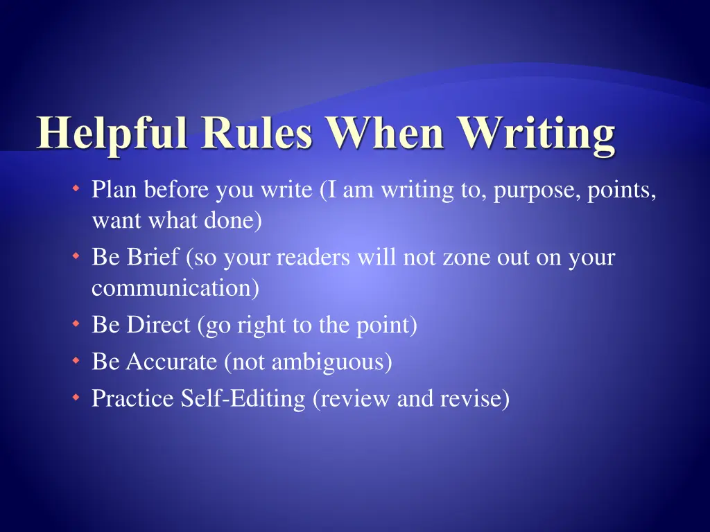 helpful rules when writing