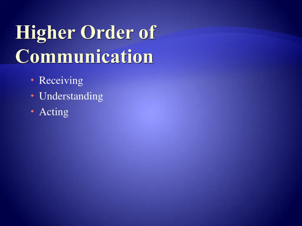 higher order of communication