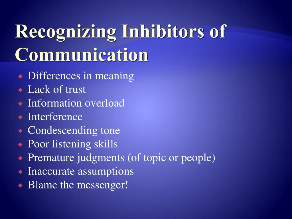 recognizing inhibitors of communication