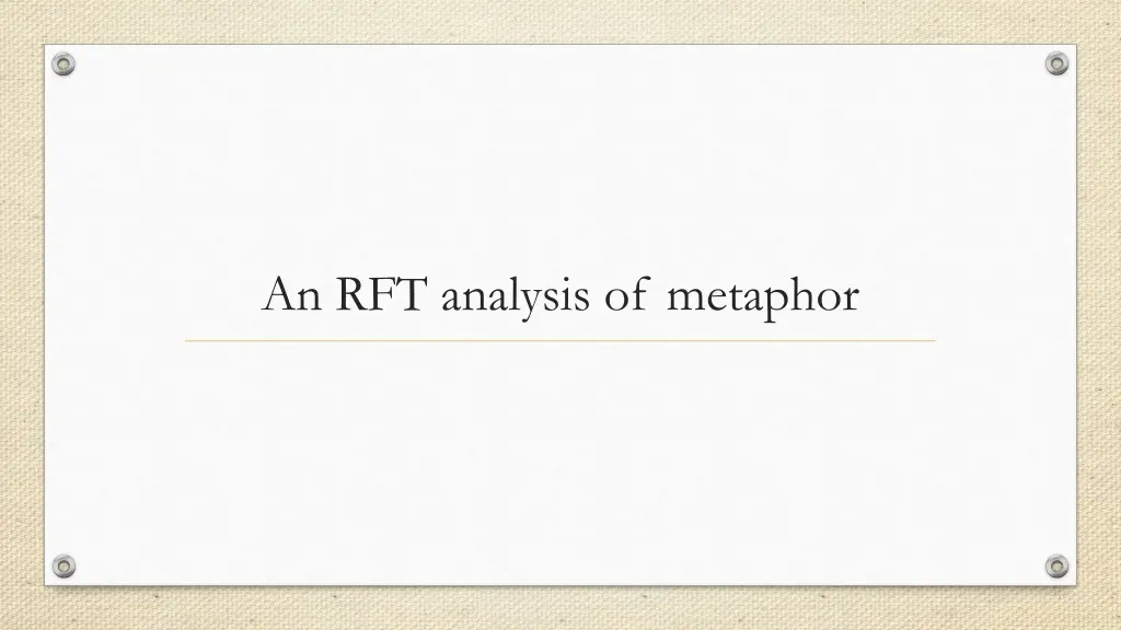 an rft analysis of metaphor