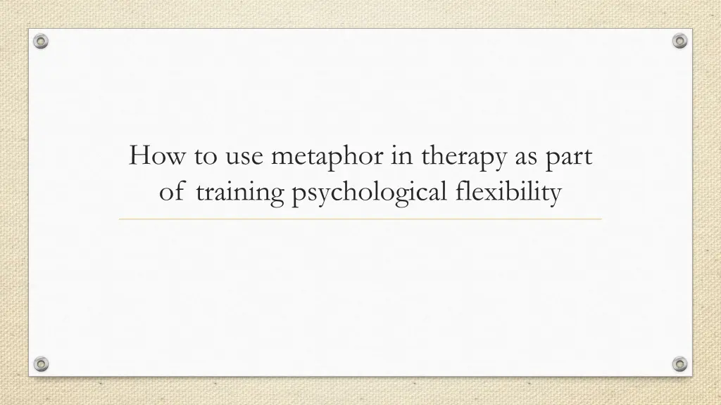 how to use metaphor in therapy as part