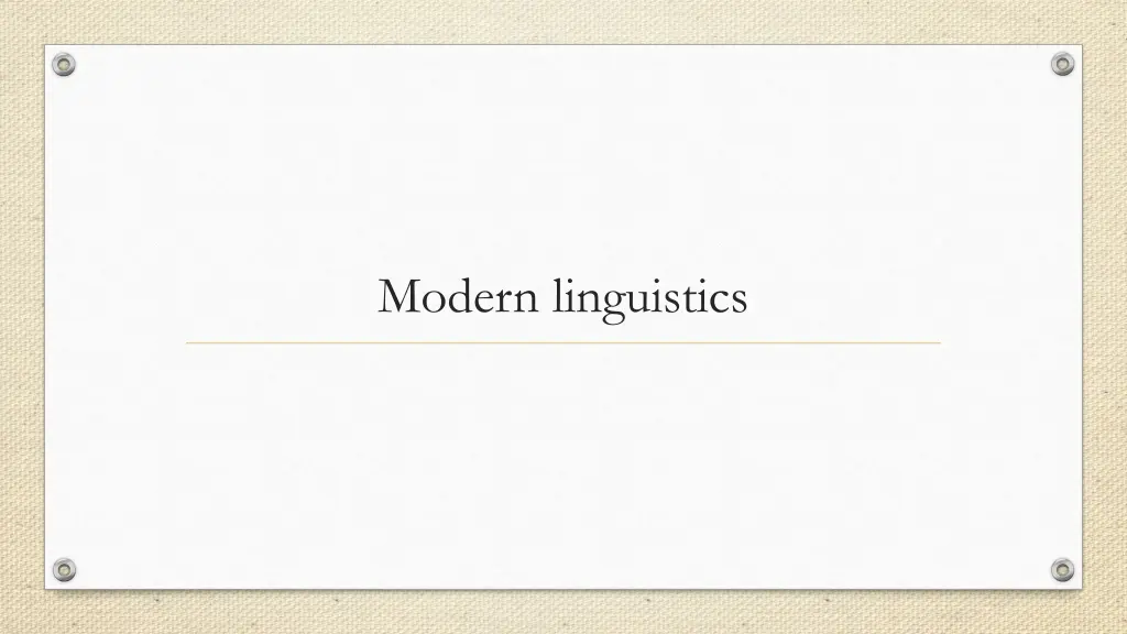 modern linguistics