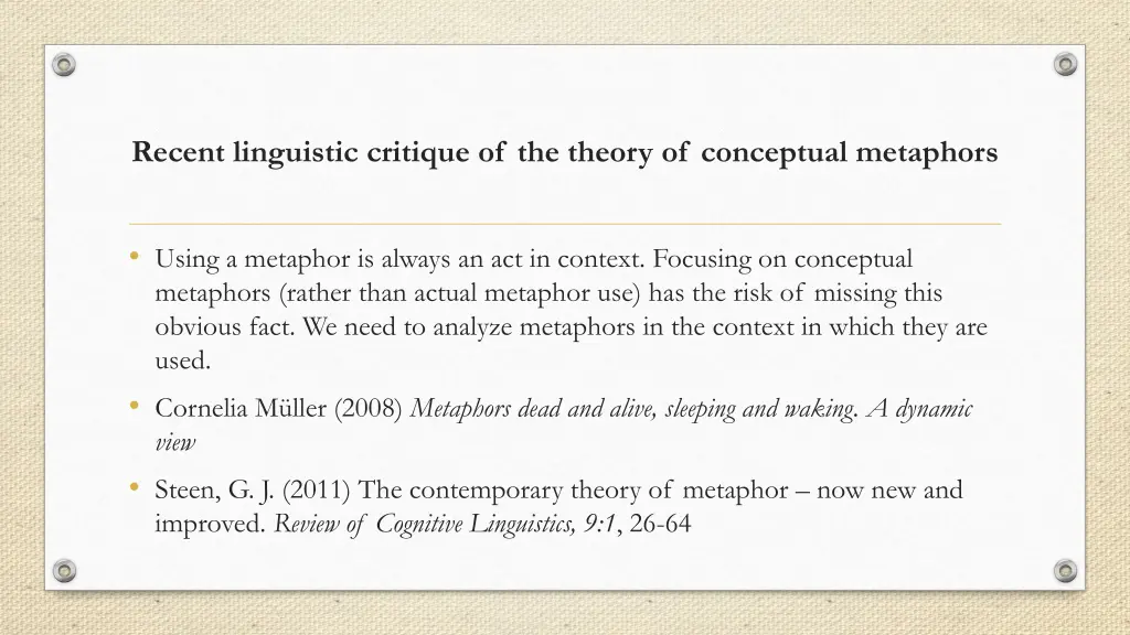 recent linguistic critique of the theory