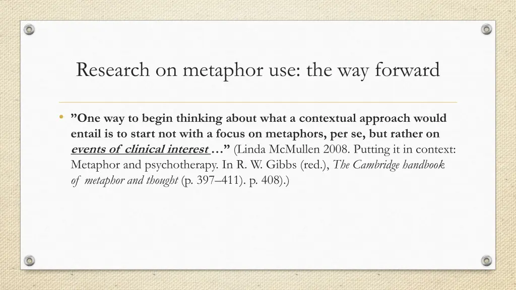 research on metaphor use the way forward