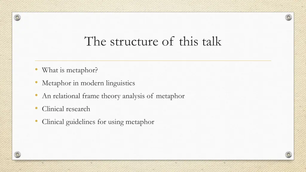 the structure of this talk