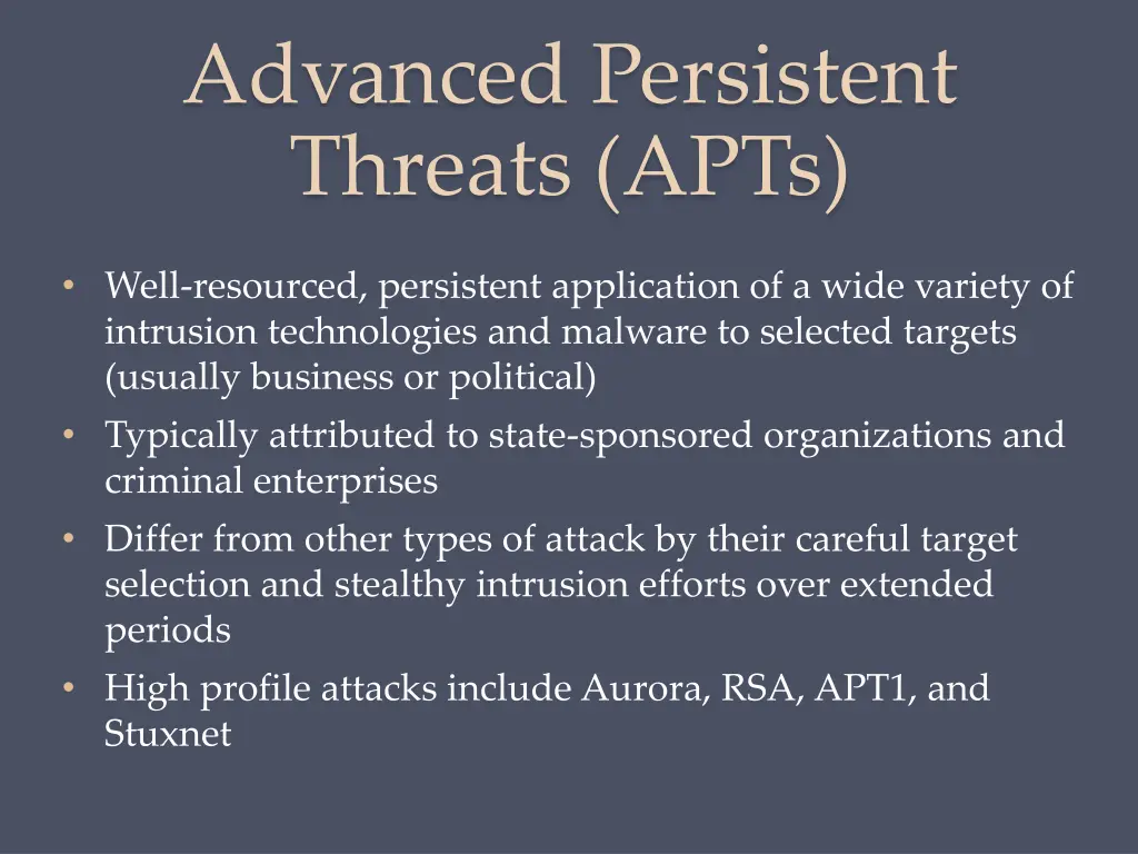 advanced persistent threats apts