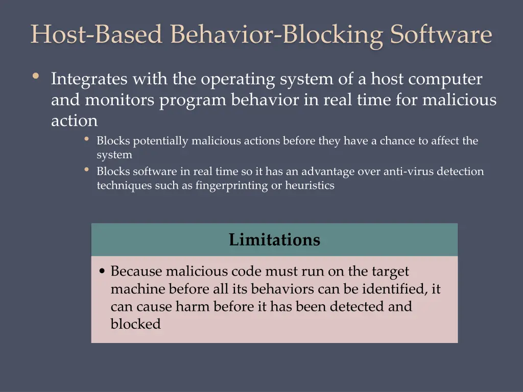 host based behavior blocking software integrates