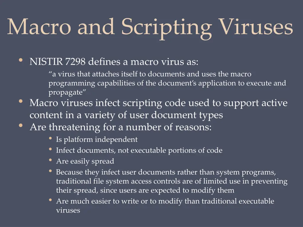 macro and scripting viruses