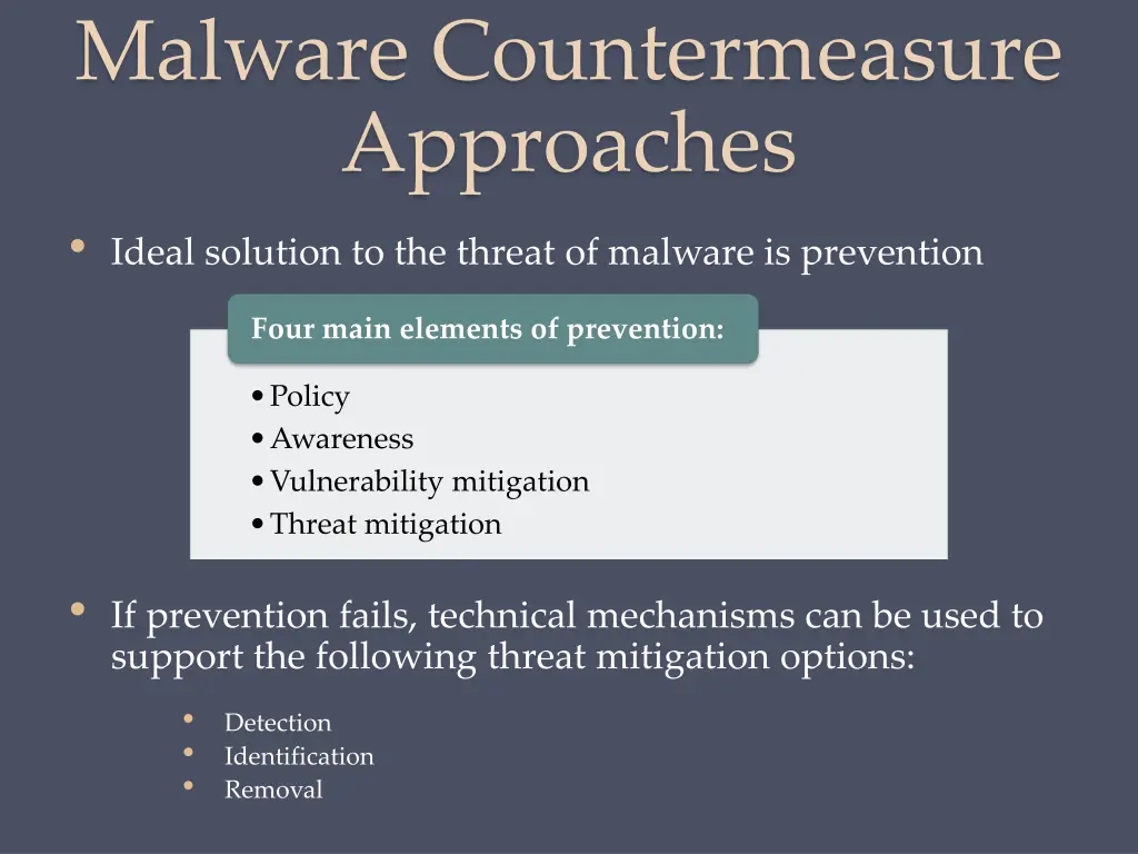 malware countermeasure approaches ideal solution