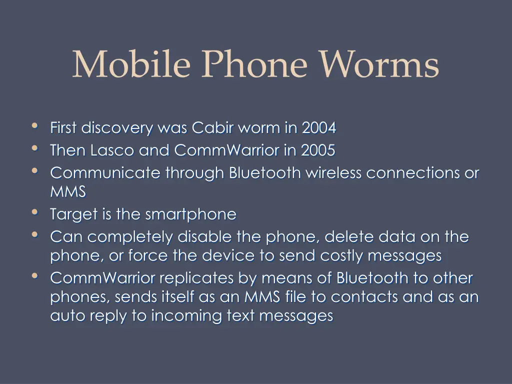 mobile phone worms