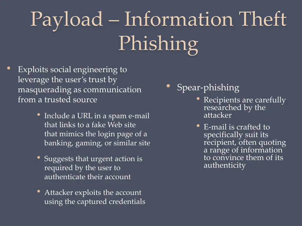 payload information theft phishing exploits