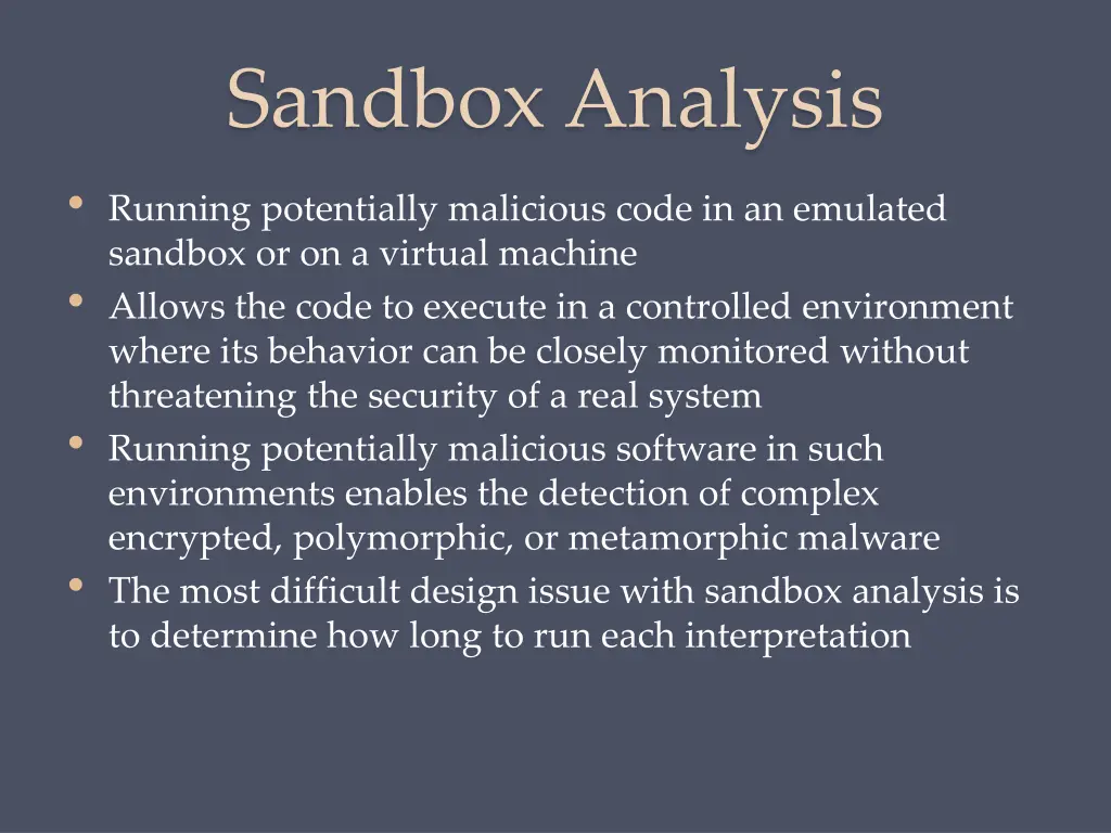 sandbox analysis running potentially malicious