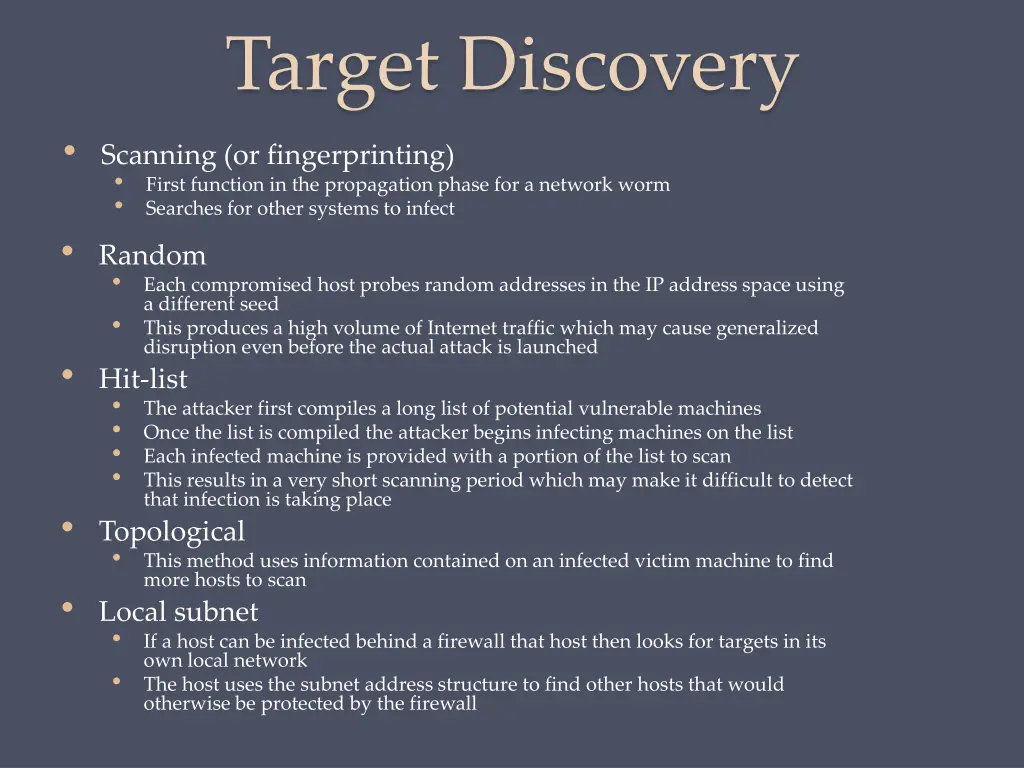 target discovery scanning or fingerprinting first