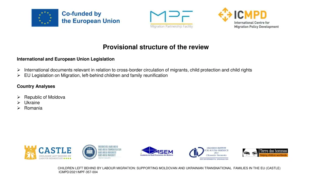 provisional structure of the review