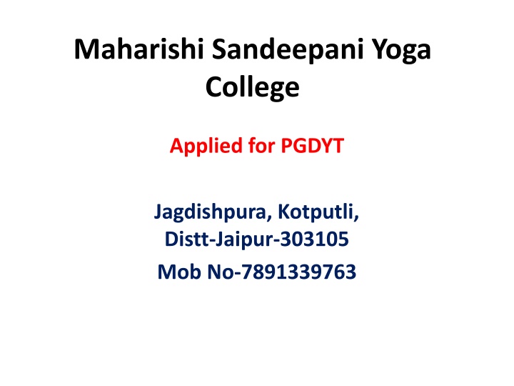 maharishi sandeepani yoga college