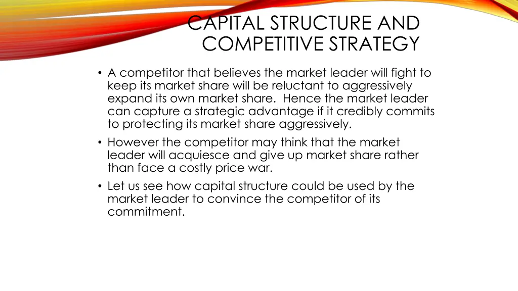 capital structure and competitive strategy 1