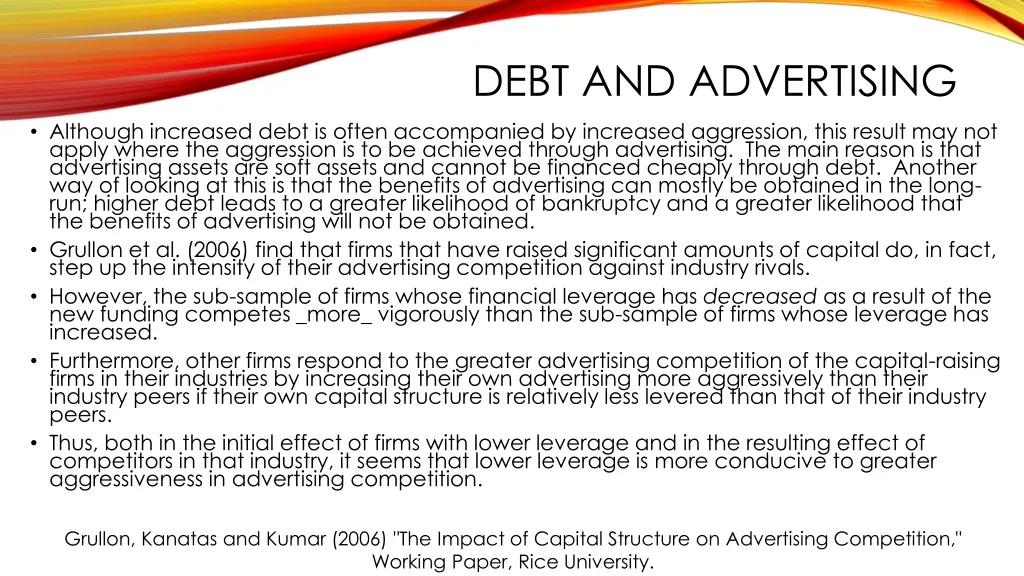 debt and advertising