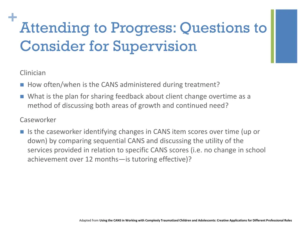 attending to progress questions to consider