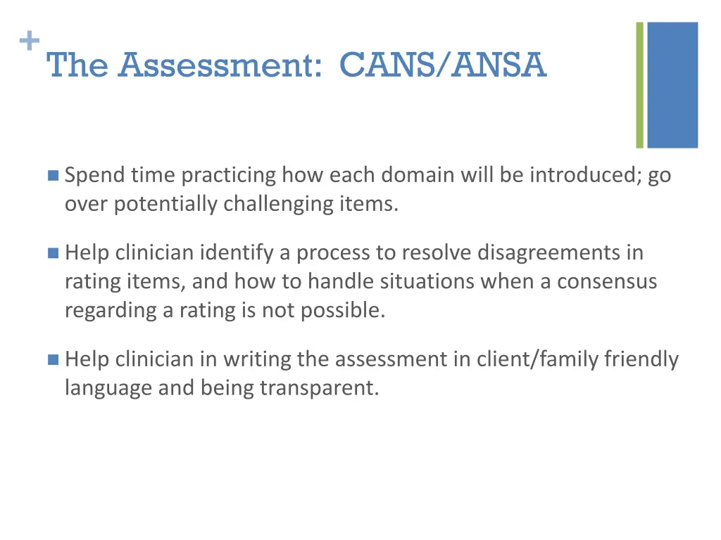 the assessment cans ansa