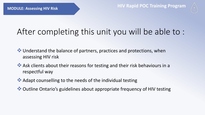 hiv rapid poc training program