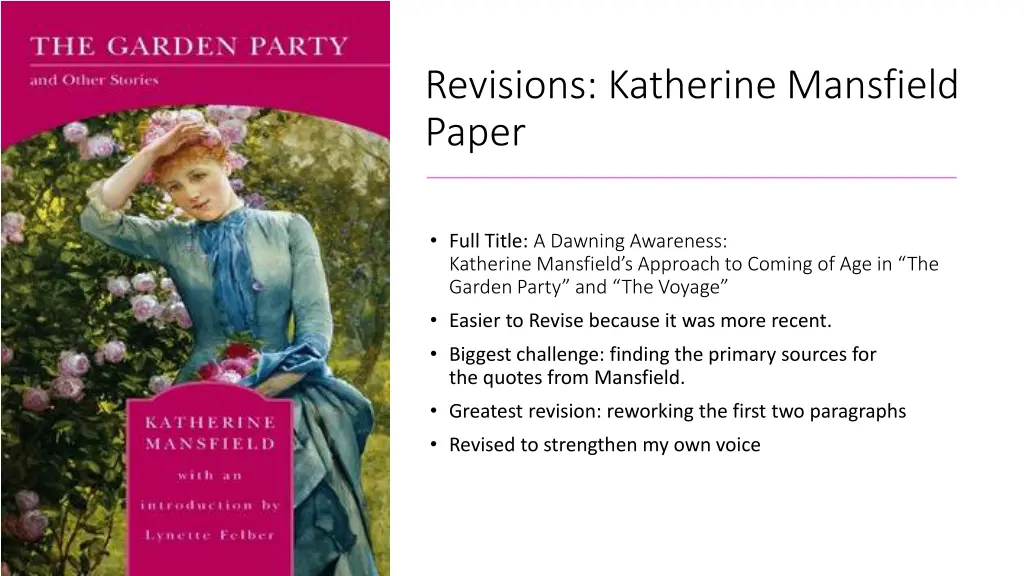 revisions katherine mansfield paper