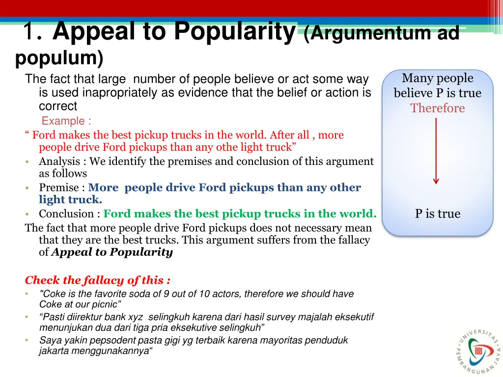 1 appeal to popularity argumentum ad populum