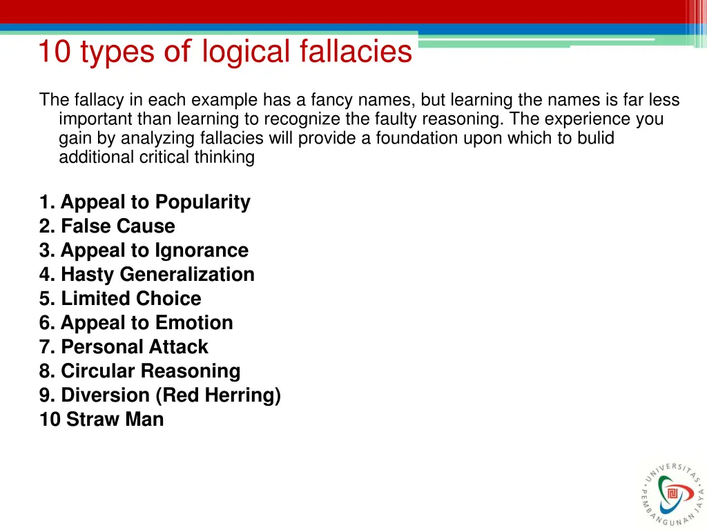 10 types of logical fallacies