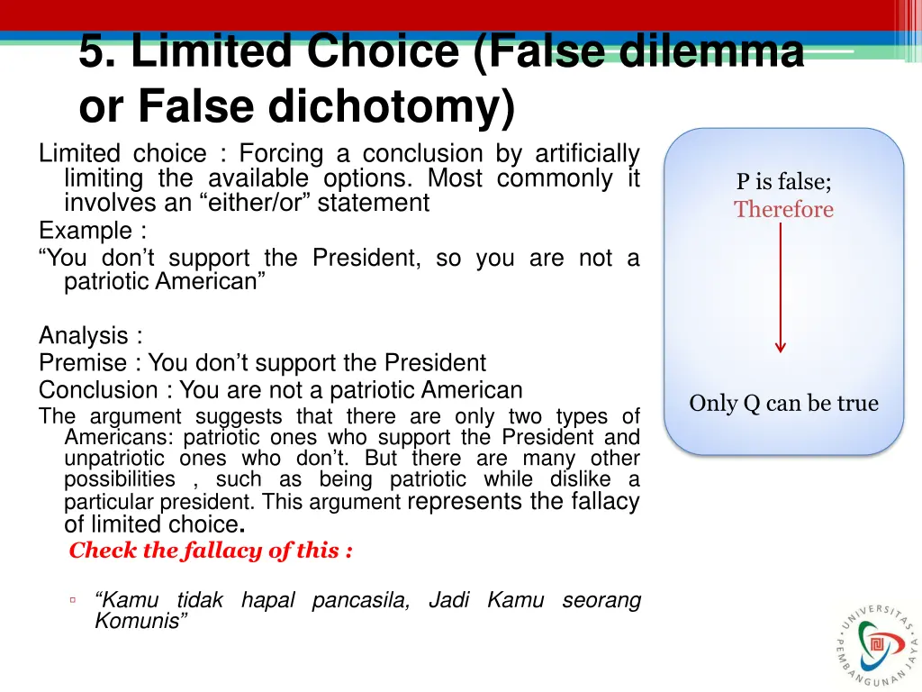 5 limited choice false dilemma or false dichotomy