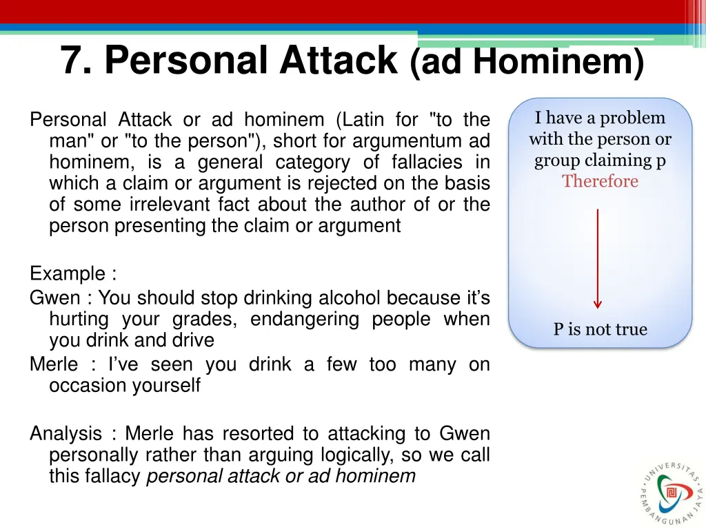 7 personal attack ad hominem