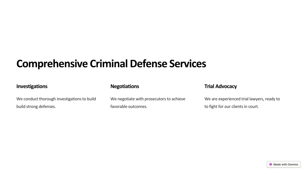 comprehensive criminal defense services