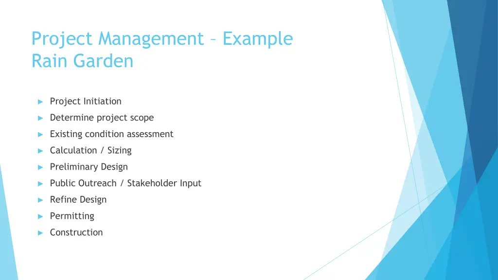 project management example rain garden