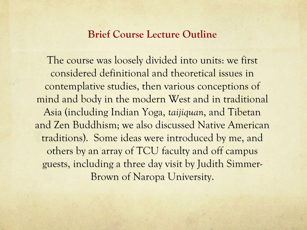 brief course lecture outline