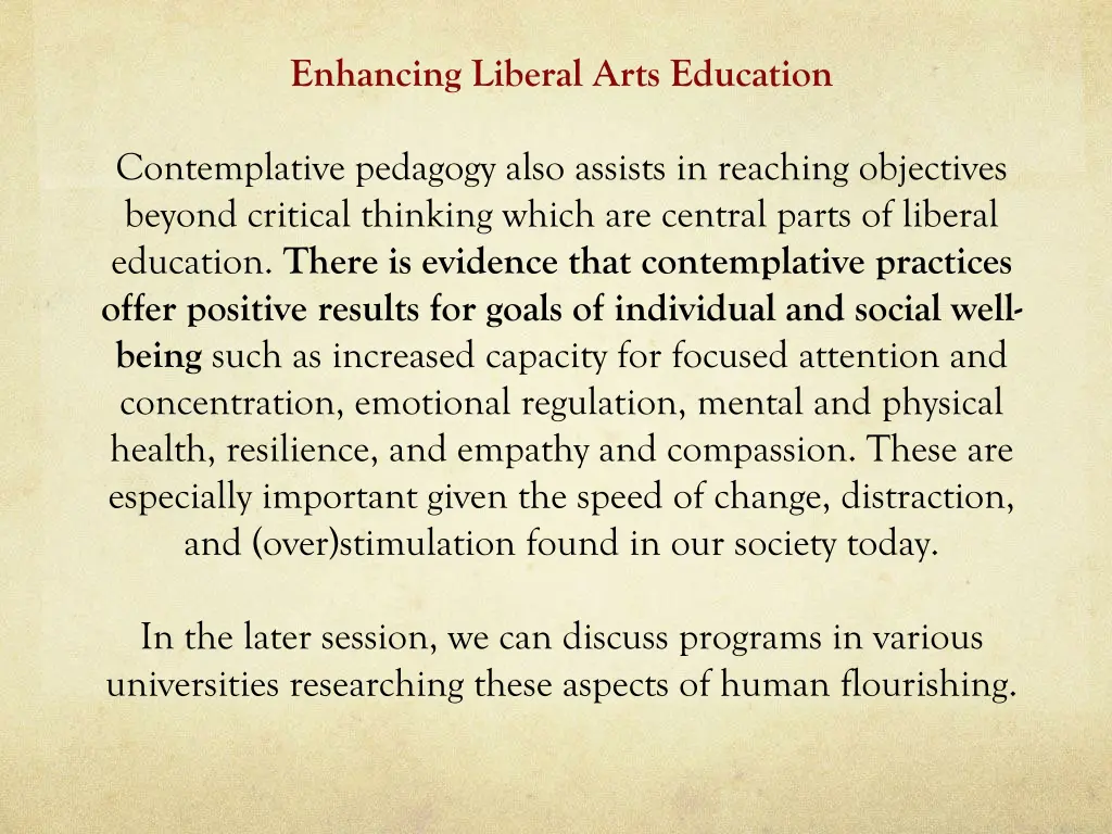 enhancing liberal arts education