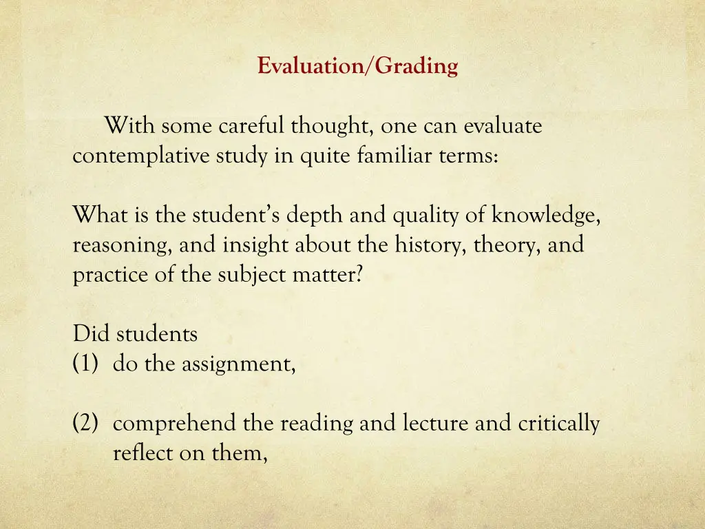 evaluation grading