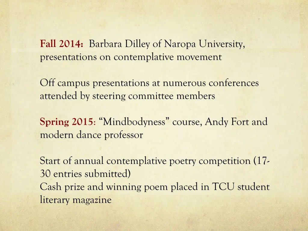 fall 2014 barbara dilley of naropa university