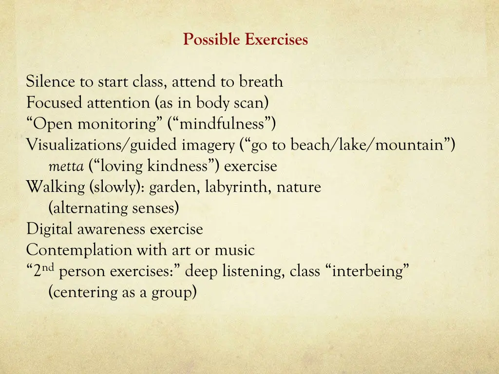 possible exercises