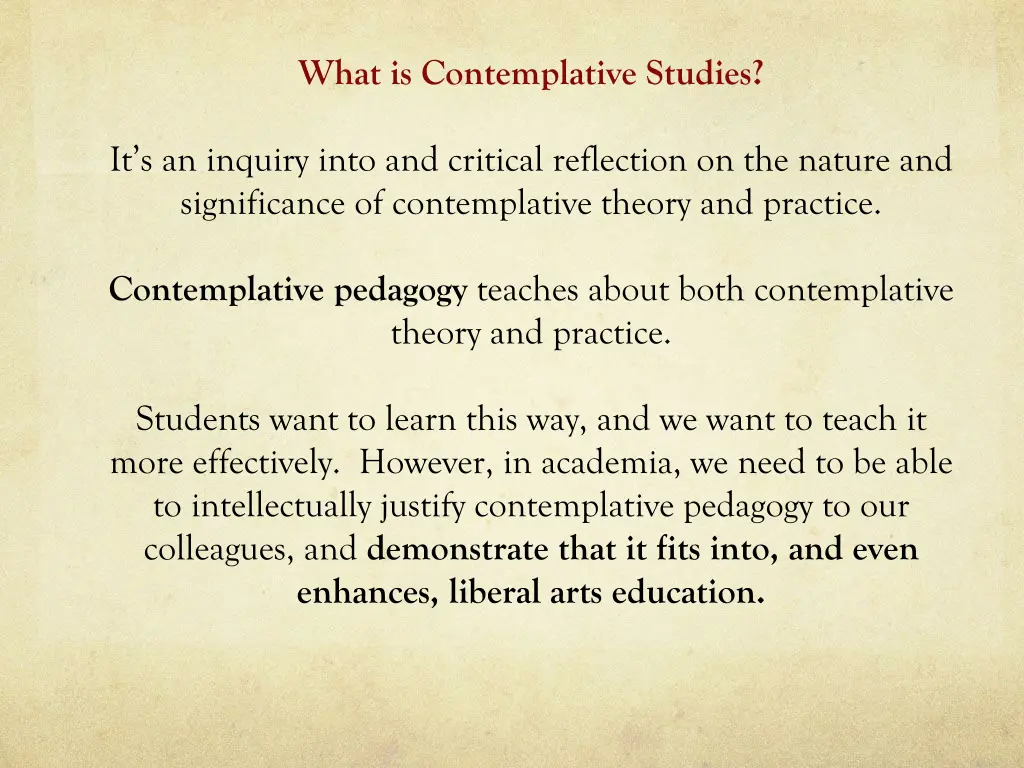 what is contemplative studies