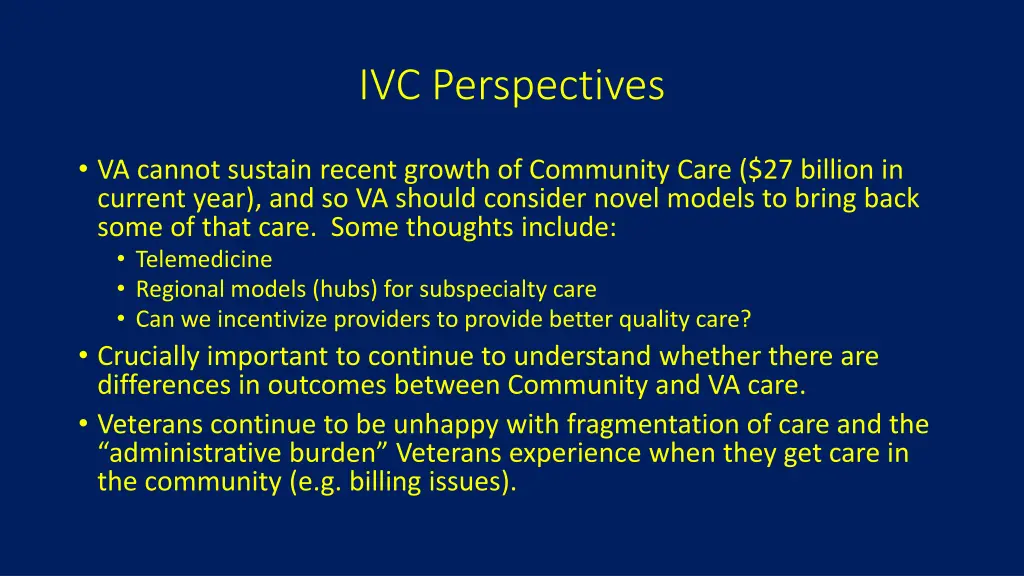 ivc perspectives