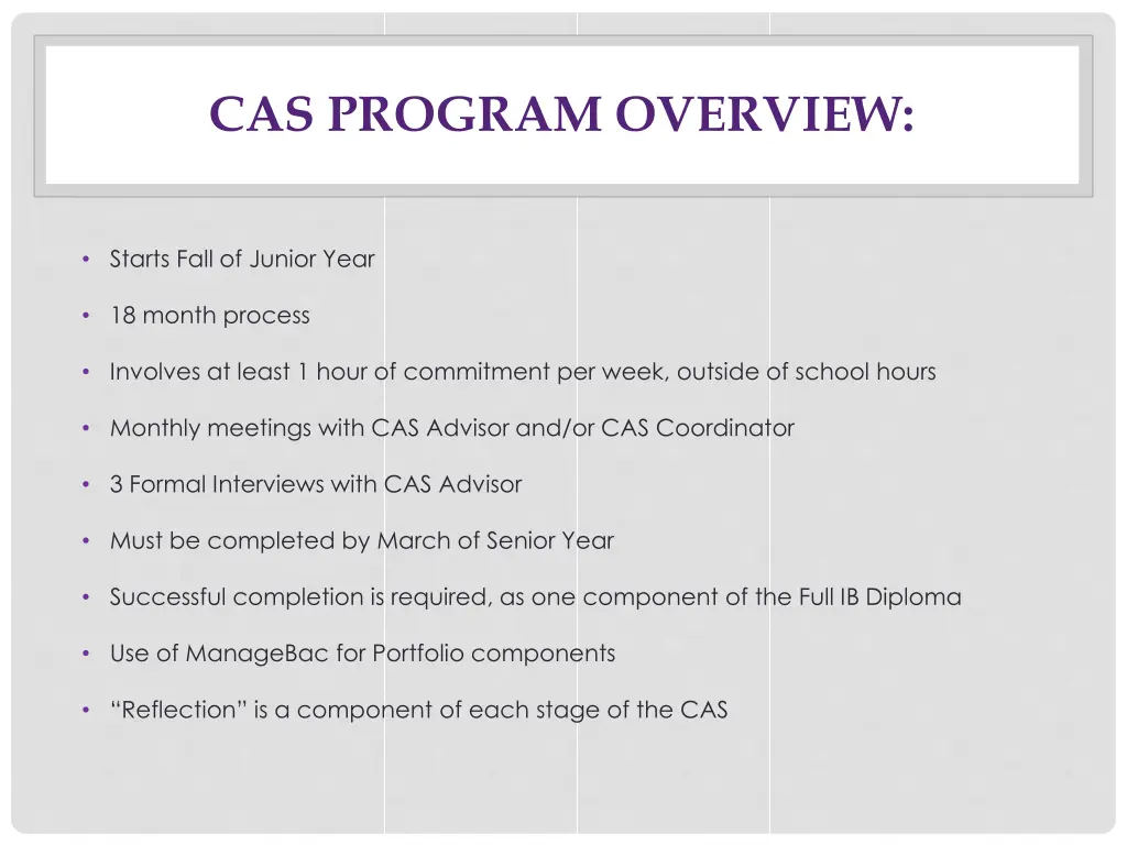 cas program overview