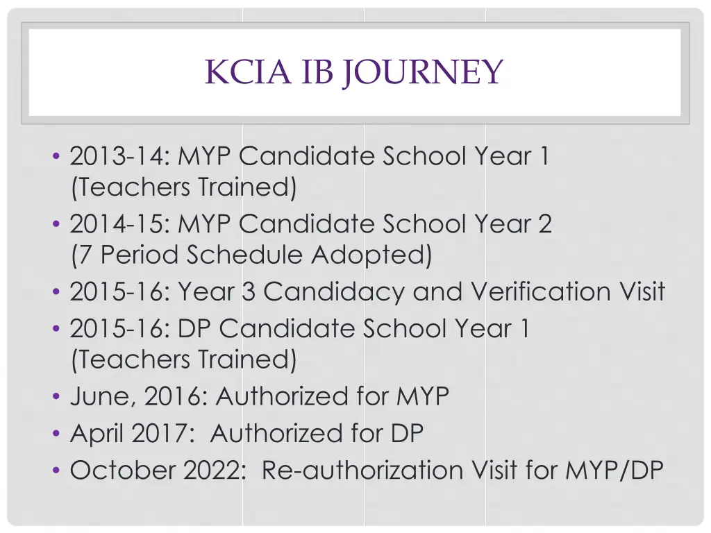 kcia ib journey