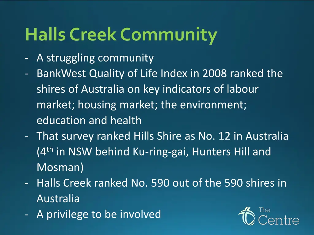 halls creek community