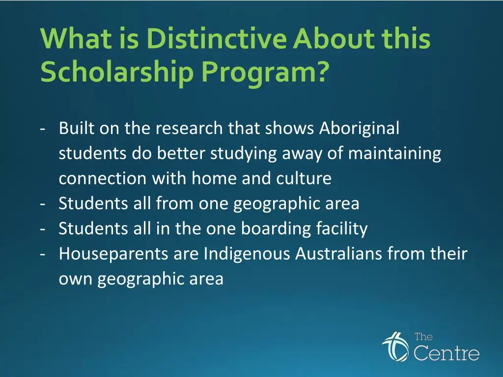 what is distinctive about this scholarship program